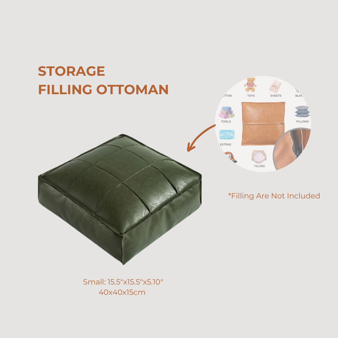 Premium Moroccan Leather Ottoman Storage Seat