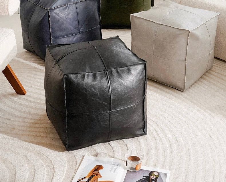 Premium Moroccan Leather Ottoman Storage Seat