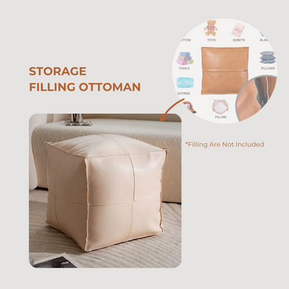 Premium Moroccan Leather Ottoman Storage Seat