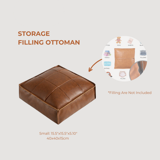 Premium Moroccan Leather Ottoman Storage Seat