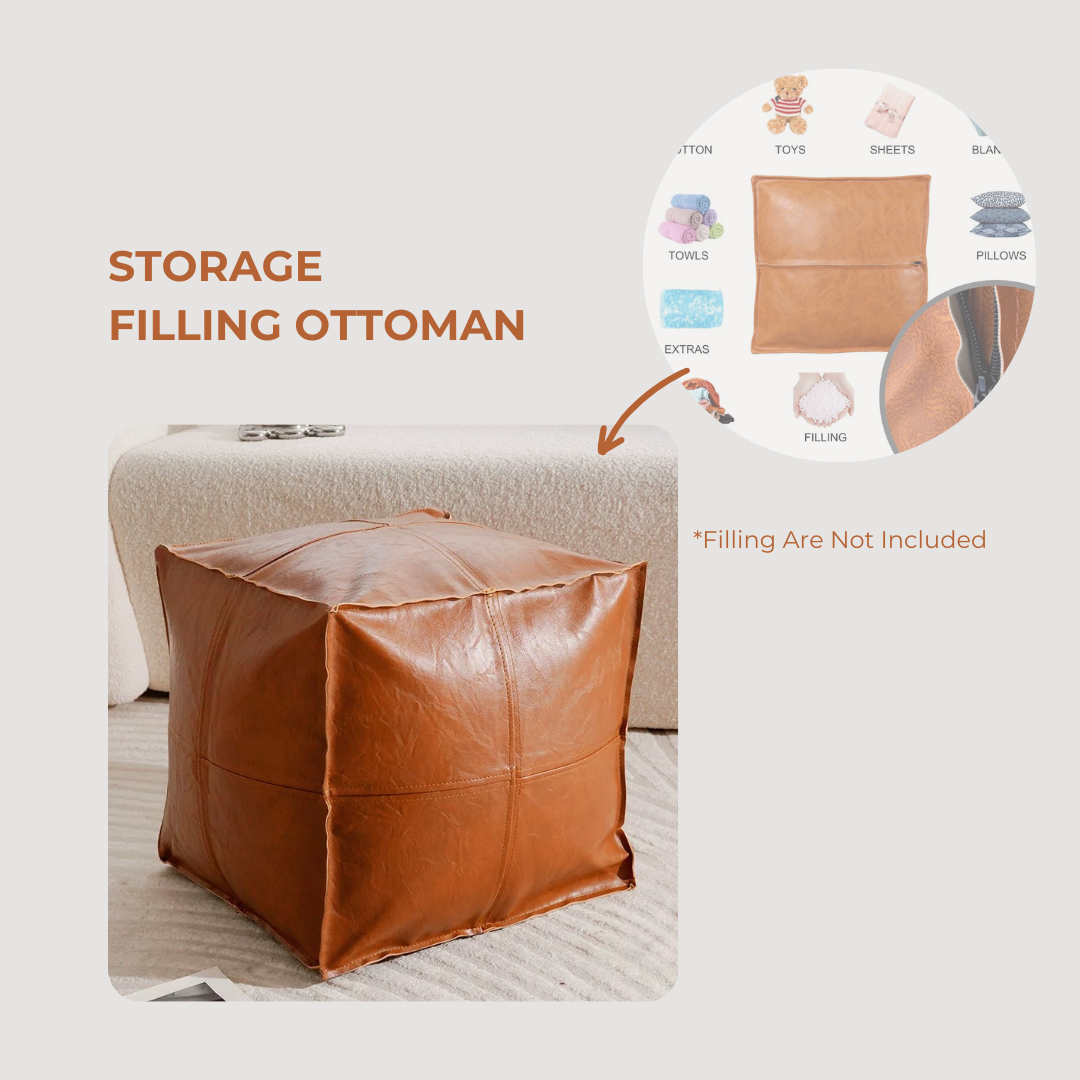 Premium Moroccan Leather Ottoman Storage Seat