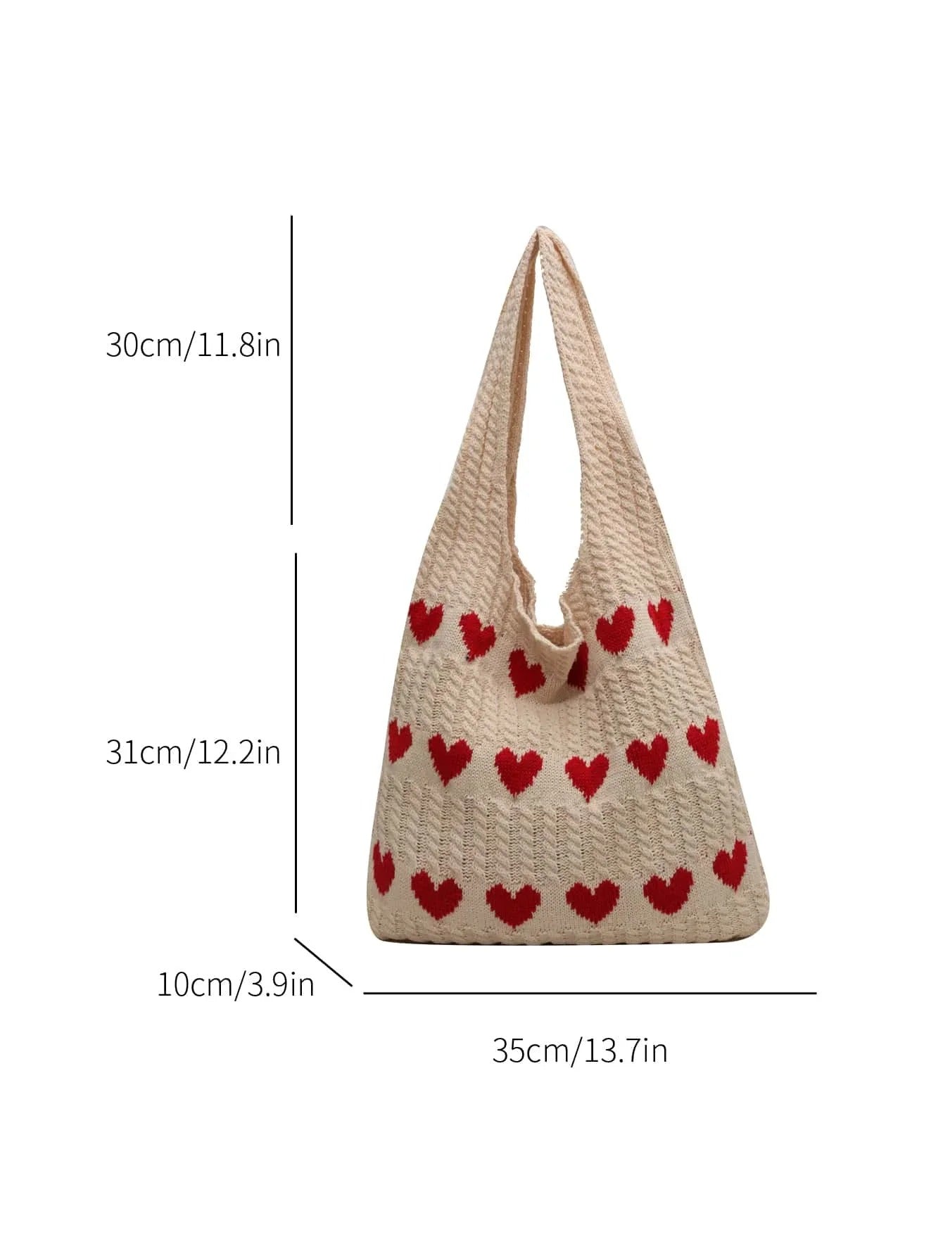 Cute Heart Crochet Tote Bag