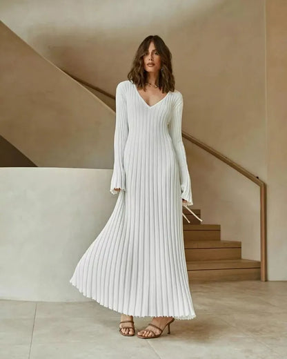 Full Sleeved Knit Midi Dress - Holisko