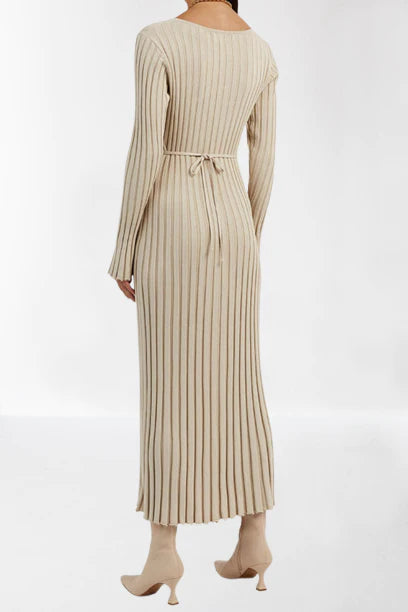 Full Sleeved Knit Midi Dress - Holisko