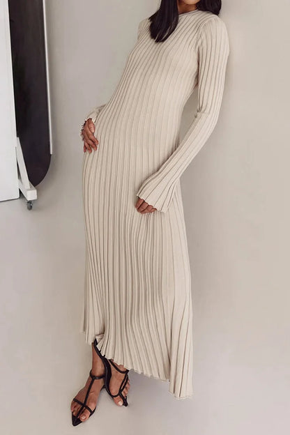 Full Sleeved Knit Midi Dress - Holisko